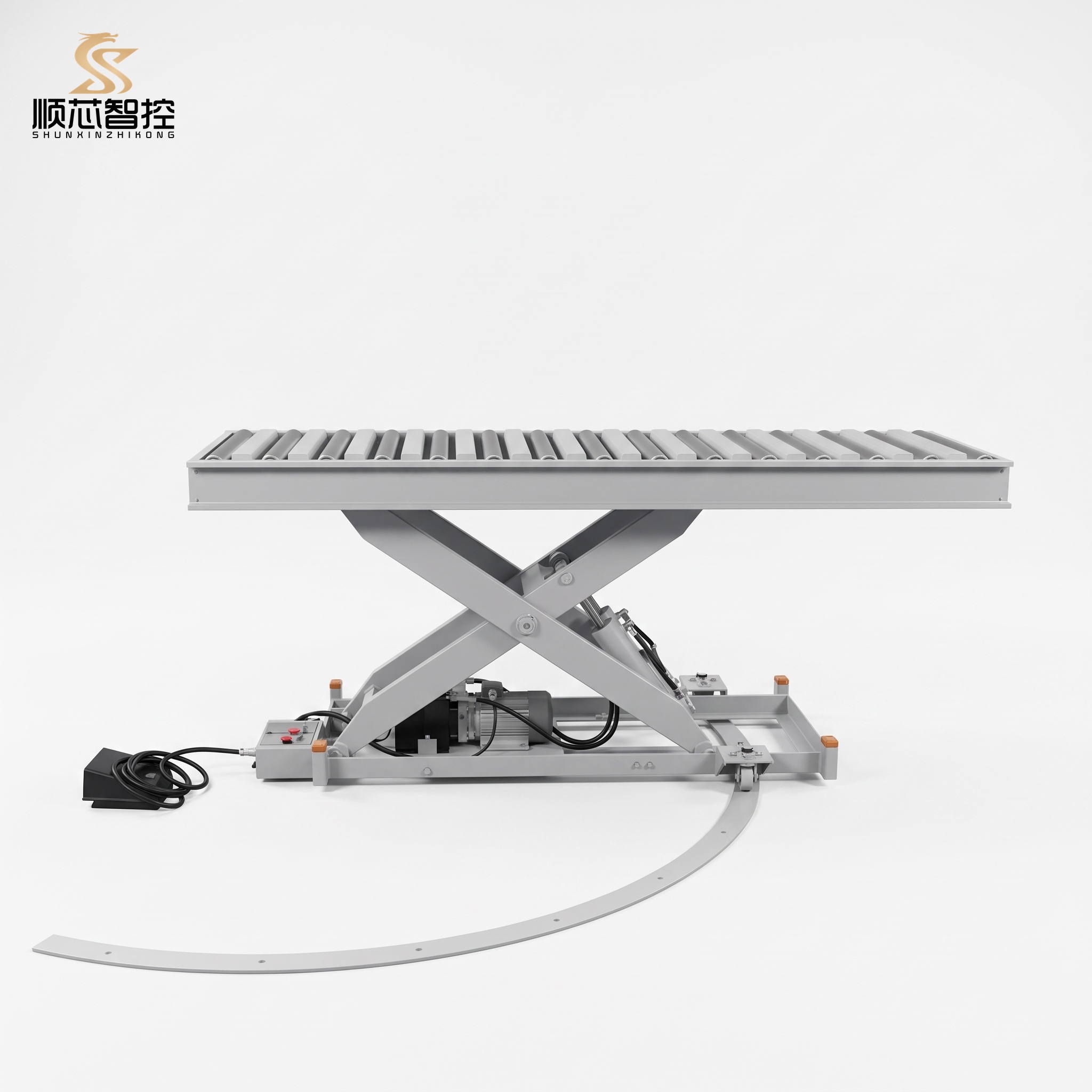 Electric Hydraulic Scissor Lift Table With Roller Bed