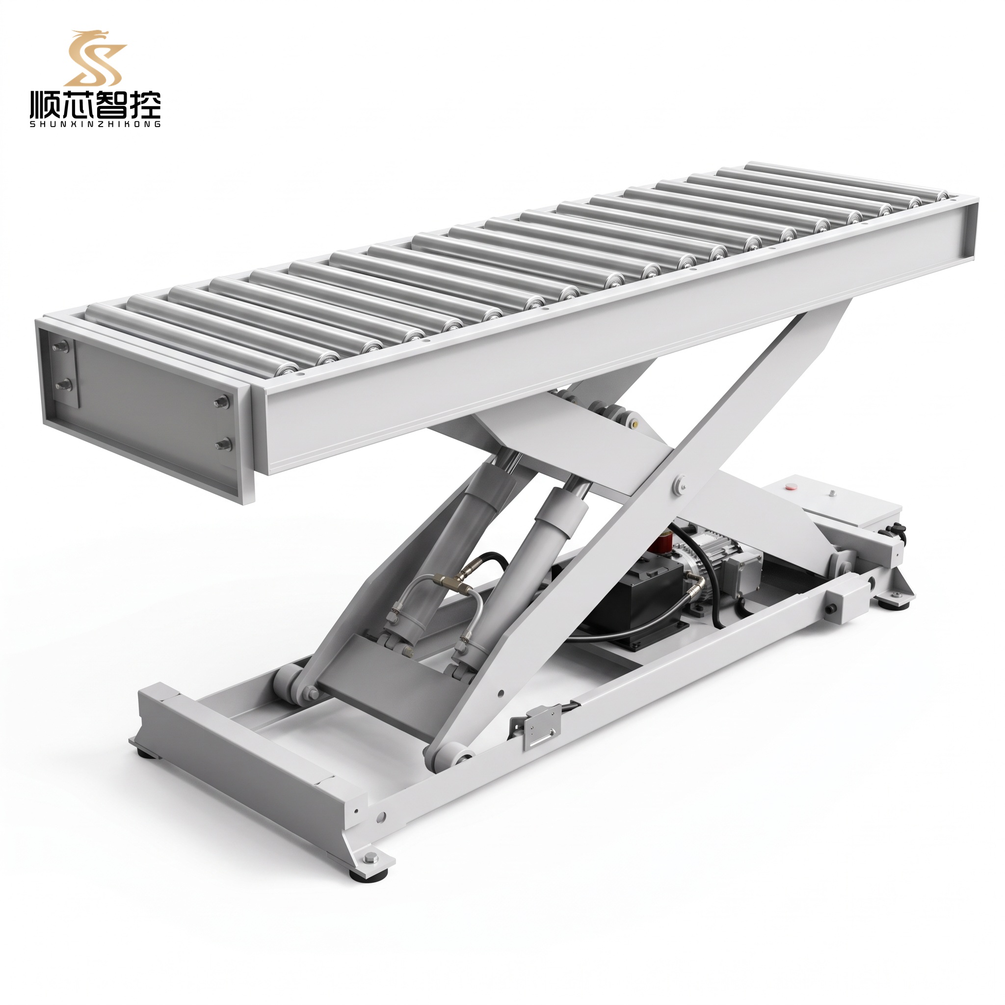 Hydraulic Scissor Lift Table With Roller Conveyor Top