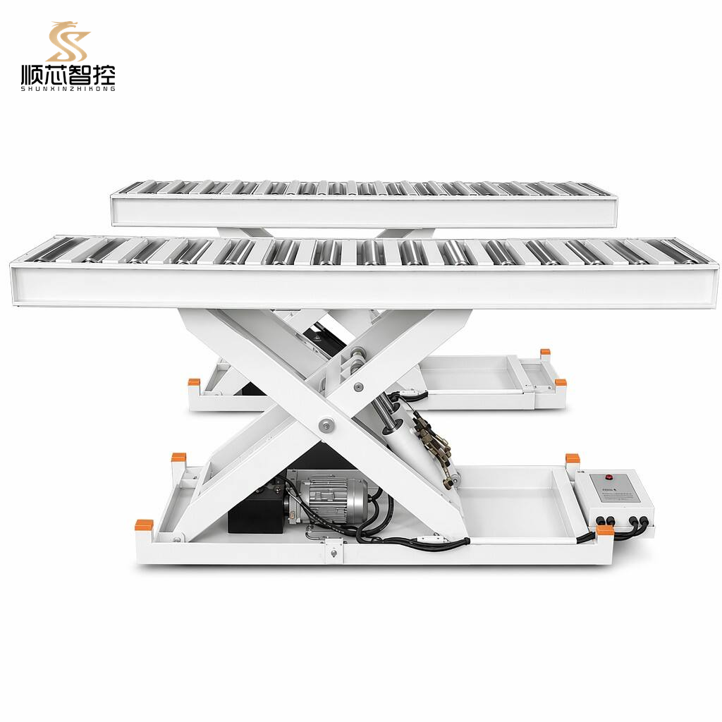 Pneumatic Hydraulic Scissor Lift Table With Roller Top