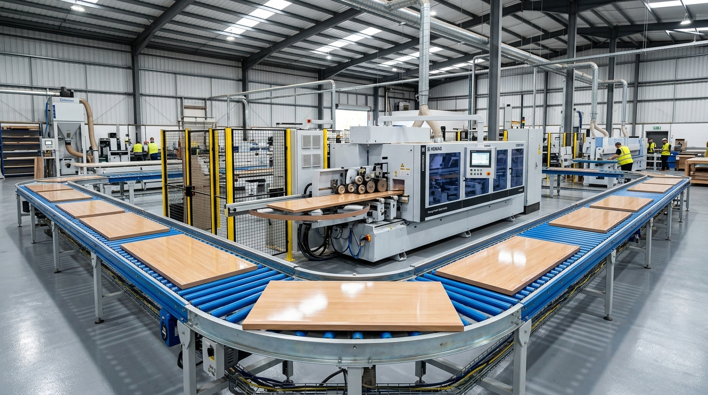 Shunxin Heavy-Duty U-Shape Automated Edge Banding Return Conveyor Workshop